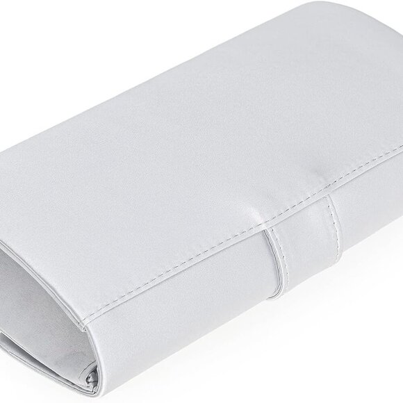 Evening Satin Clutch Purse with Embellished Brooch for Women Party Handbag - Picture 5 of 6